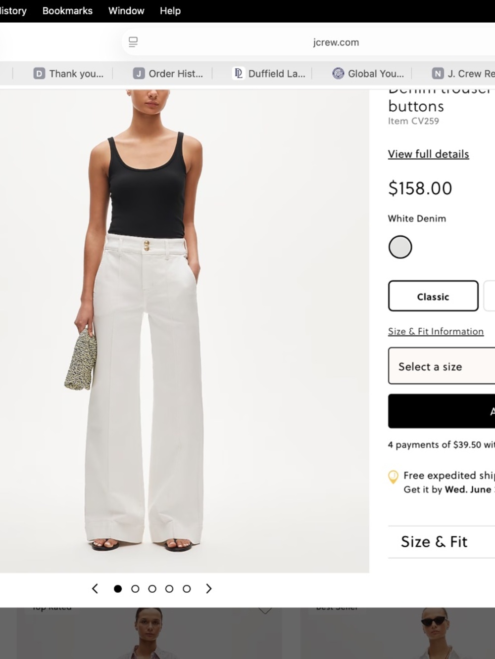 J Crew Denim trouser jean with stacked buttons